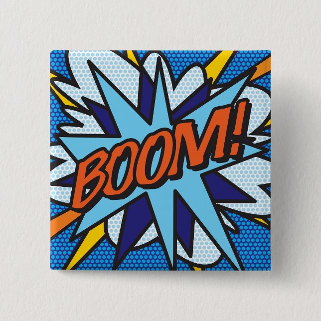 Badge Carré 5 Cm Art Pop de Bande Dessinée BOOM! (Devant)