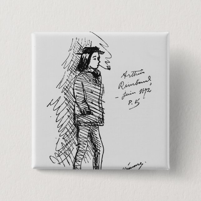 Badge Carré 5 Cm Arthur Rimbaud en juin 1872 (Devant)