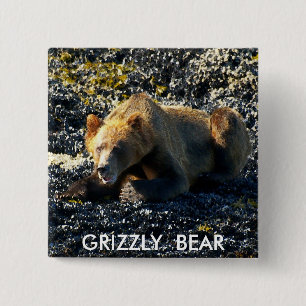 BADGE CARRÉ 5 CM ARTISANAT GRIZLY
