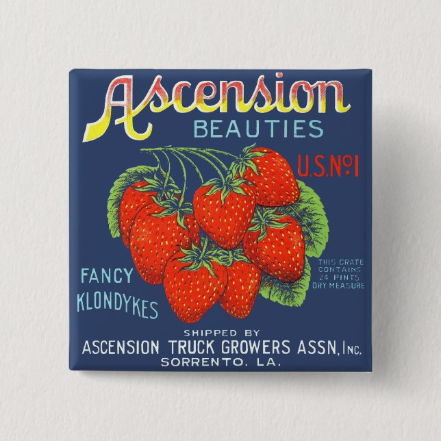 Badge Carré 5 Cm Ascension Beautés Fancy Klondykes Fraises (Devant)