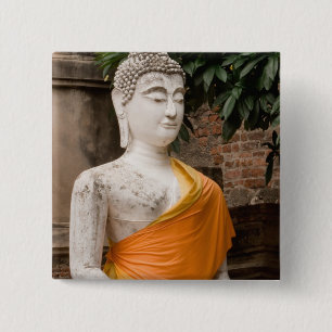 Badge Carré 5 Cm Asie, Thaïlande, Siam, Bouddha à Ayutthaya