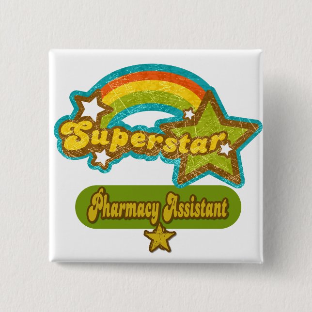 Badge Carré 5 Cm Assistant de pharmacie de superstar (Devant)
