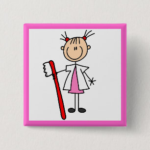 Badge Carré 5 Cm Assistant dentaire avec la brosse à dents