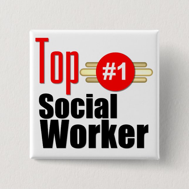 Badge Carré 5 Cm Assistant social supérieur (Devant)