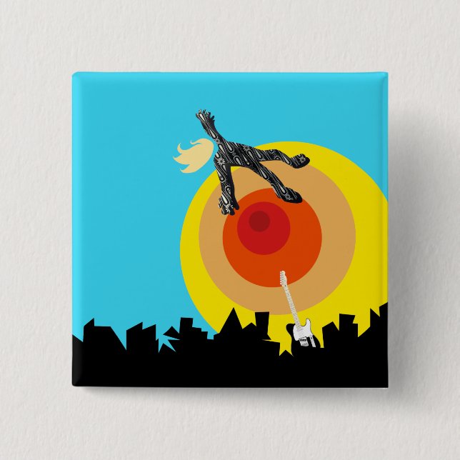Badge Carré 5 Cm astronaute supersonique eurovision uk sam (Devant)
