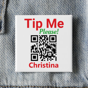 Badge Carré 5 Cm Astuce-moi. Demande un pourboire. Code QR du perso