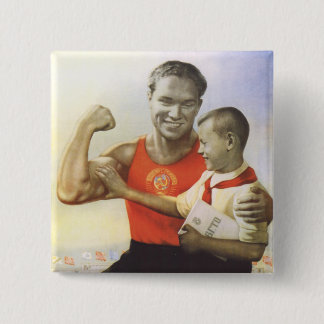 Badge Carré 5 Cm Athlète soviétique
