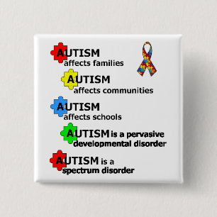 BADGE CARRÉ 5 CM AU SUJET DE L'AUTISME