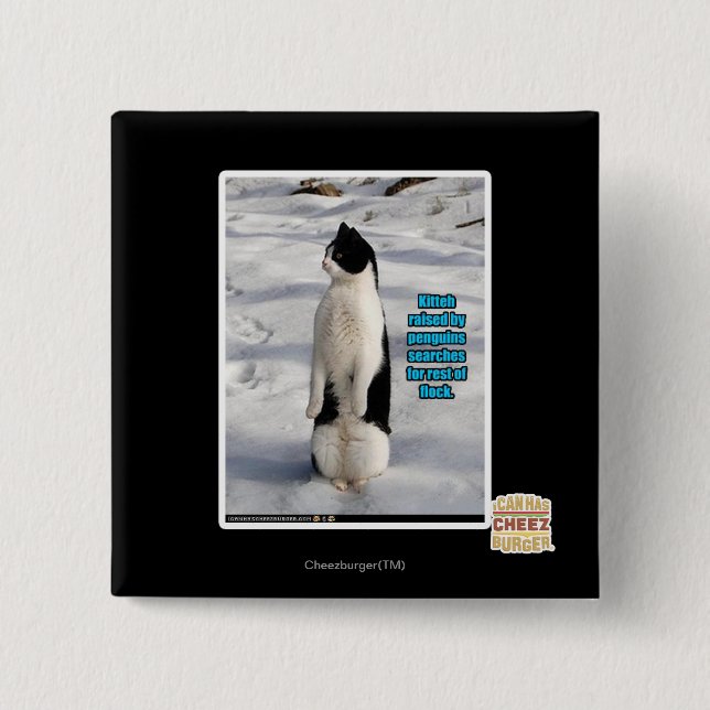 Badge Carré 5 Cm Augmenté par des pingouins (Devant)