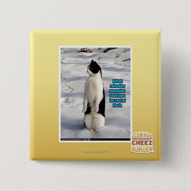 Badge Carré 5 Cm Augmenté par des pingouins (Devant)
