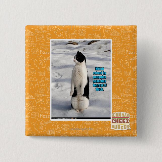 Badge Carré 5 Cm Augmenté par des pingouins (Devant)