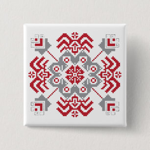 Badge Carré 5 Cm Auseklis letton Médaillon géométrique d'art popula