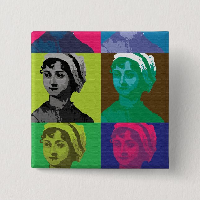 Badge Carré 5 Cm AustenPop -- Style de Jane Austen (Devant)