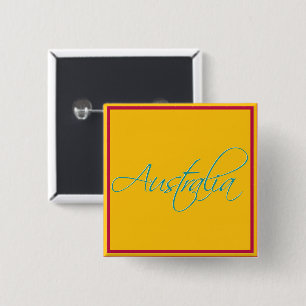 Badge Carré 5 Cm Australie : Bouton Voyage