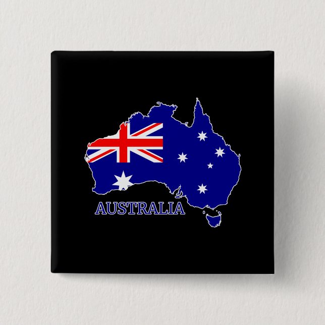 Badge Carré 5 Cm Australie Carte du drapeau Voyage (Devant)