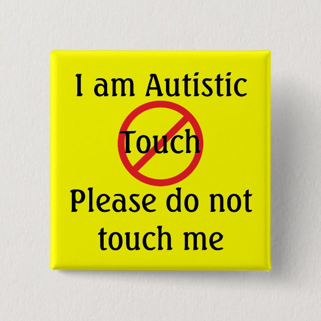 Badge Carré 5 Cm Autisme Med Alert No Touch (Devant)