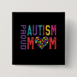 Badge Carré 5 Cm Autiste  Fière Autisme Maman Puzzle Pièce