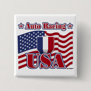 Badge Carré 5 Cm Auto Racing USA