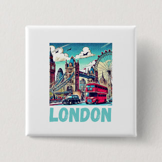 Badge Carré 5 Cm Autocollant de Londres