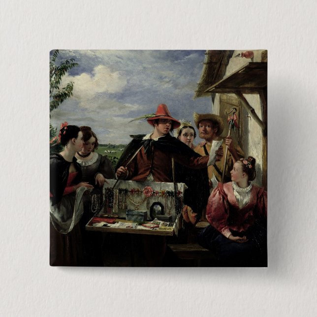 Badge Carré 5 Cm Autolycus, scène "du conte d'un hiver", 1836 (Devant)