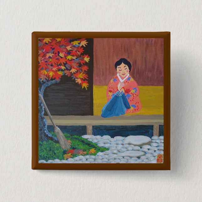 Badge Carré 5 Cm Automne (Devant)