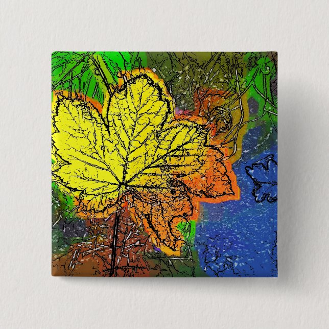 BADGE CARRÉ 5 CM AUTOMNE (Devant)