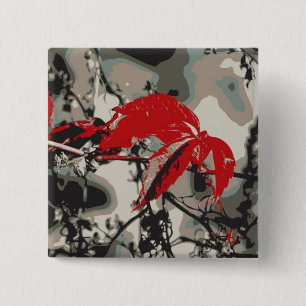 Badge Carré 5 Cm Automne rouge
