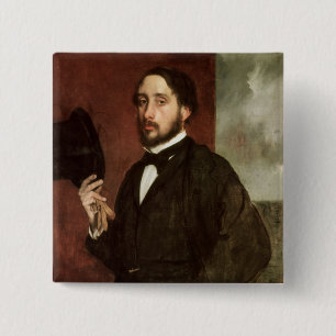 Badge Carré 5 Cm Autoportrait d'Edgar Degas , c.1862