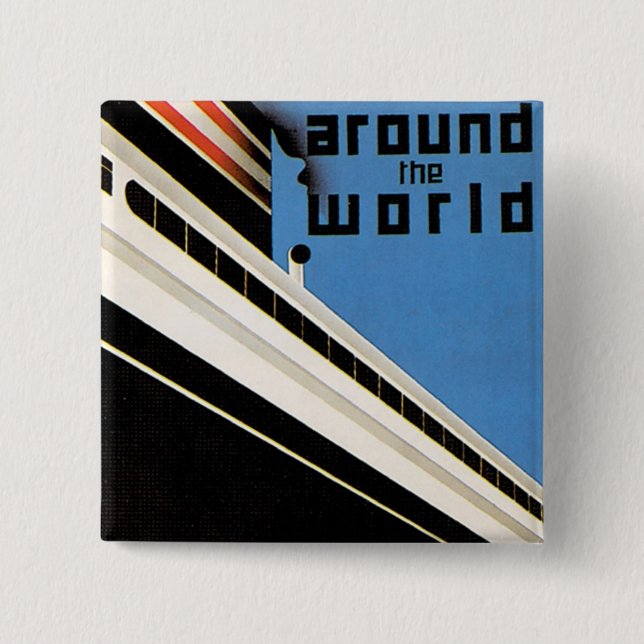 Badge Carré 5 Cm Autour du monde avec NYK (Devant)