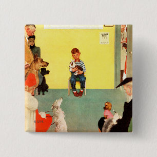 Badge Carré 5 Cm Aux vétérinaires par Norman Rockwell