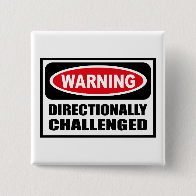 Badge Carré 5 Cm Avertissement du bouton DIRECTIONNELLEMENT (Devant)
