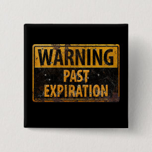 Badge Carré 5 Cm AVERTISSEMENT Expiration passée - Panneau Danger M