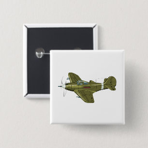 Badge Carré 5 Cm Avion de chasseur rétro-dessiné