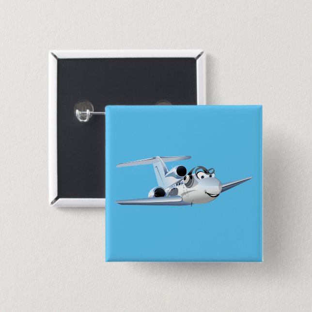 Badge Carré 5 Cm Avion de dessin (Devant & derrière)