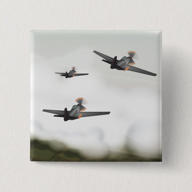Badge Carré 5 Cm Avions de la Seconde Guerre mondiale (Devant)