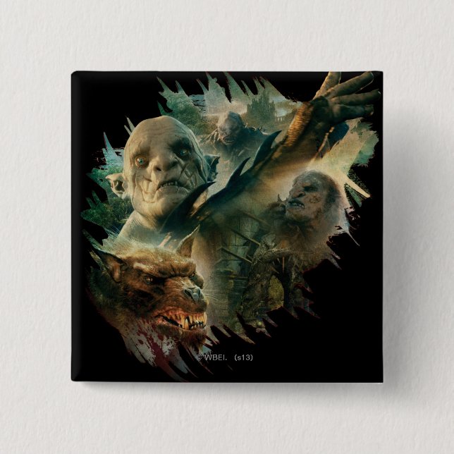 Badge Carré 5 Cm Azog, Narzug et Bolg Graphic (Devant)