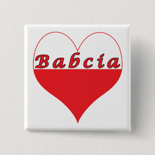 Badge Carré 5 Cm Babcia Coeur polonais