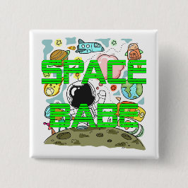 Badge Carré 5 Cm Babe spatiale