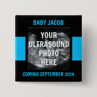 Badge Carré 5 Cm Baby Boy Ultrasound Photo
