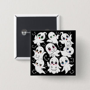 Badge Carré 5 Cm Baby Ghosts Éffrayant mignon Halloween humeur