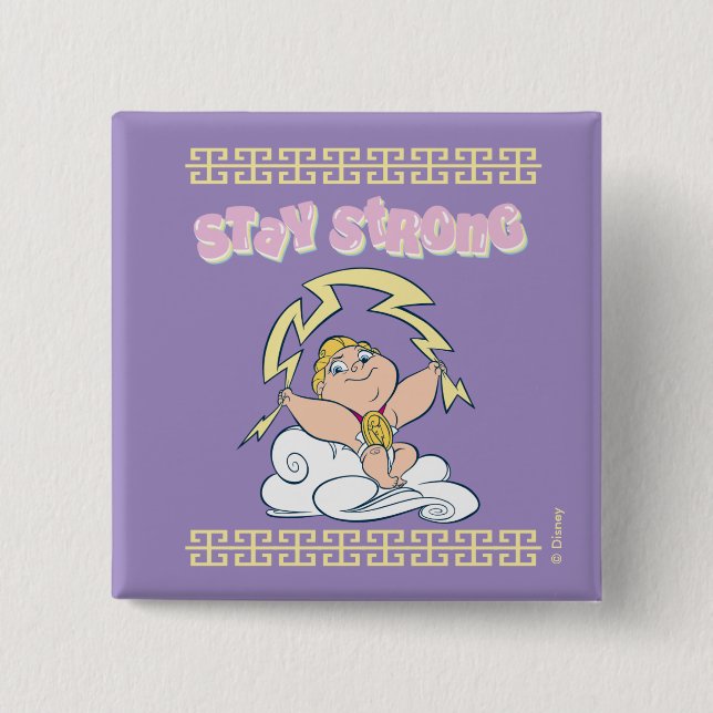 Badge Carré 5 Cm Baby Hercules - Stay Strong Button (Devant)