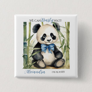 Badge Carré 5 Cm Baby shower bébé Panda Bear Boy