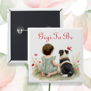 Badge Carré 5 Cm Baby Shower Personnalisé Gigi To Be