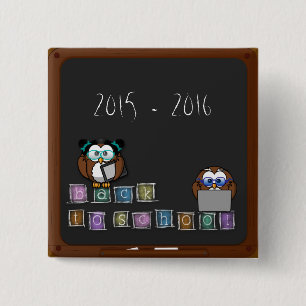 Badge Carré 5 Cm back to school owl