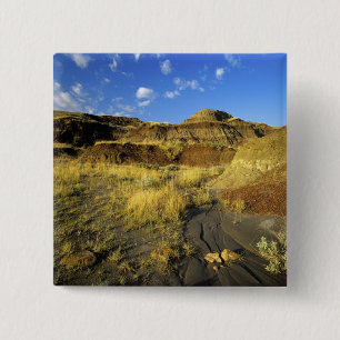Badge Carré 5 Cm Badlands du parc provincial Dinosaur en Alberta,