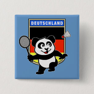 Badge Carré 5 Cm Badminton Allemagne Panda