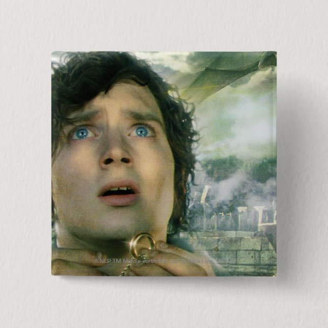 Badge Carré 5 Cm Bague de retenue FRODO™ effrayée (Devant)