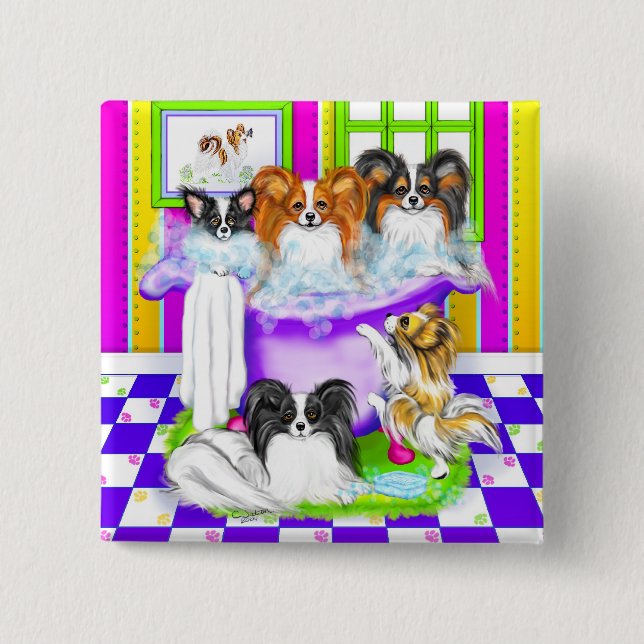 Badge Carré 5 Cm Bain Papillon complet (Devant)