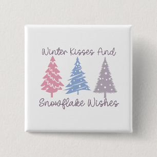 Badge Carré 5 Cm Baisers d'hiver et wis de flocon