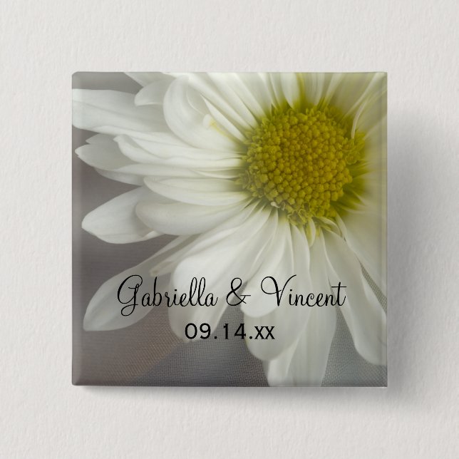 Badge Carré 5 Cm Baisson blanc doux sur Mariage gris (Devant)